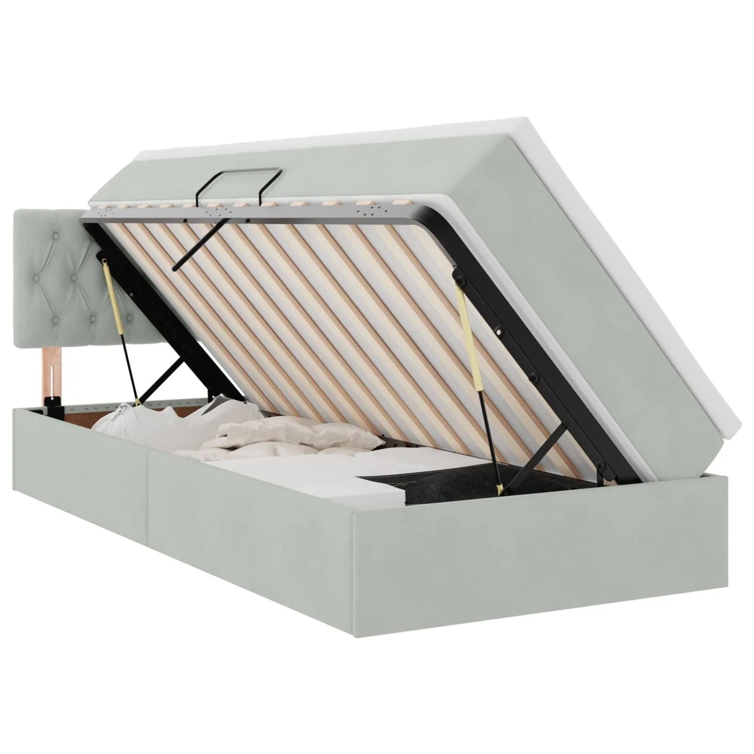 vidaXL Bett mit Stauraum und LED Hellgrau 90 x 200 cm Samt 3371427