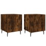 Set aus zwei Nachttischen in Räuchereiche Optik mit Tür und Metallfüßen.