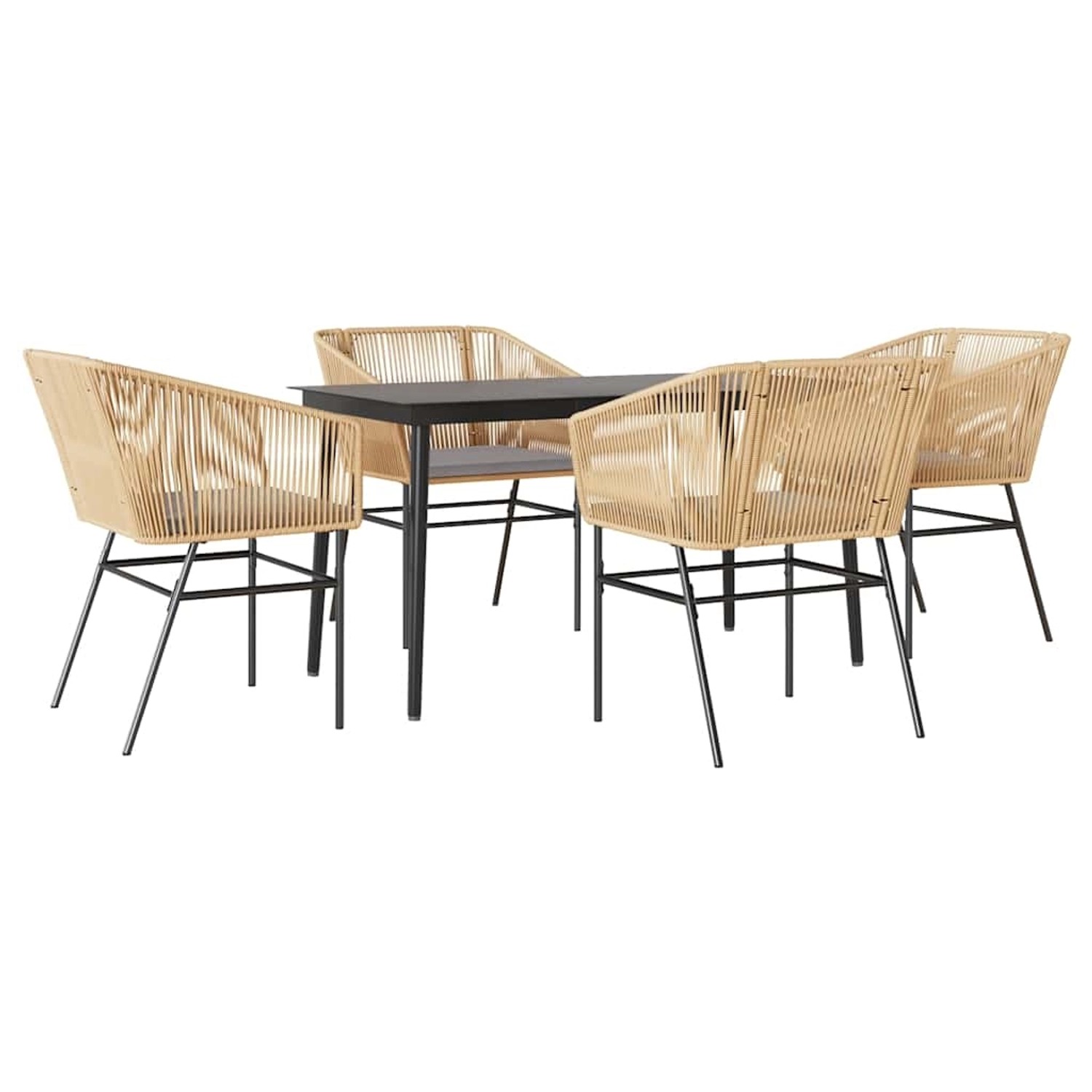 vidaXL 5-Tlg Garten-Essgruppe mit Kissen Braun Poly Rattan Glas 3334522 günstig online kaufen