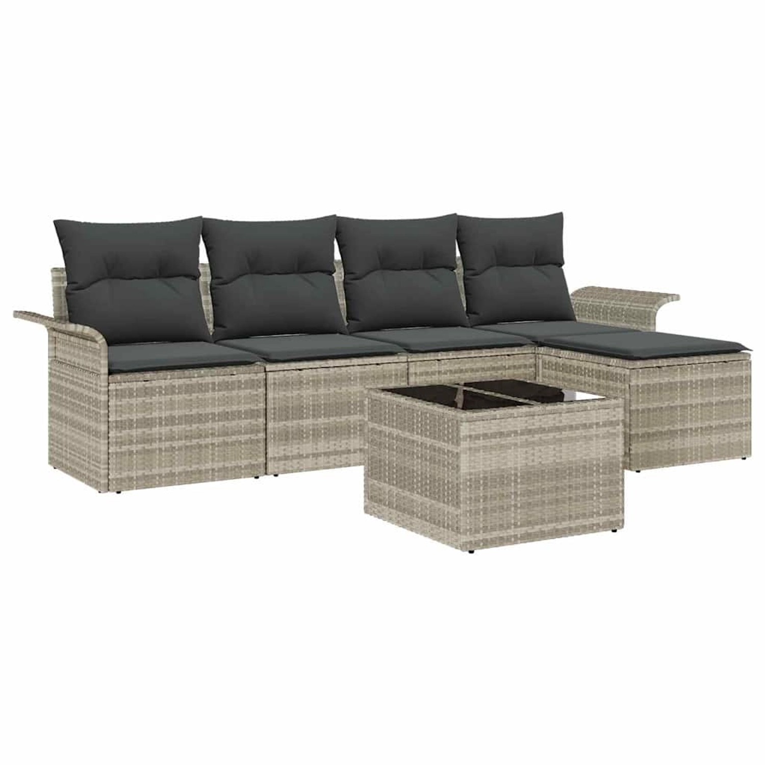 vidaXL Garten-Sofa-Set mit Kissen 6-Tlg Hellgrau Poly Rattan 3345332 günstig online kaufen