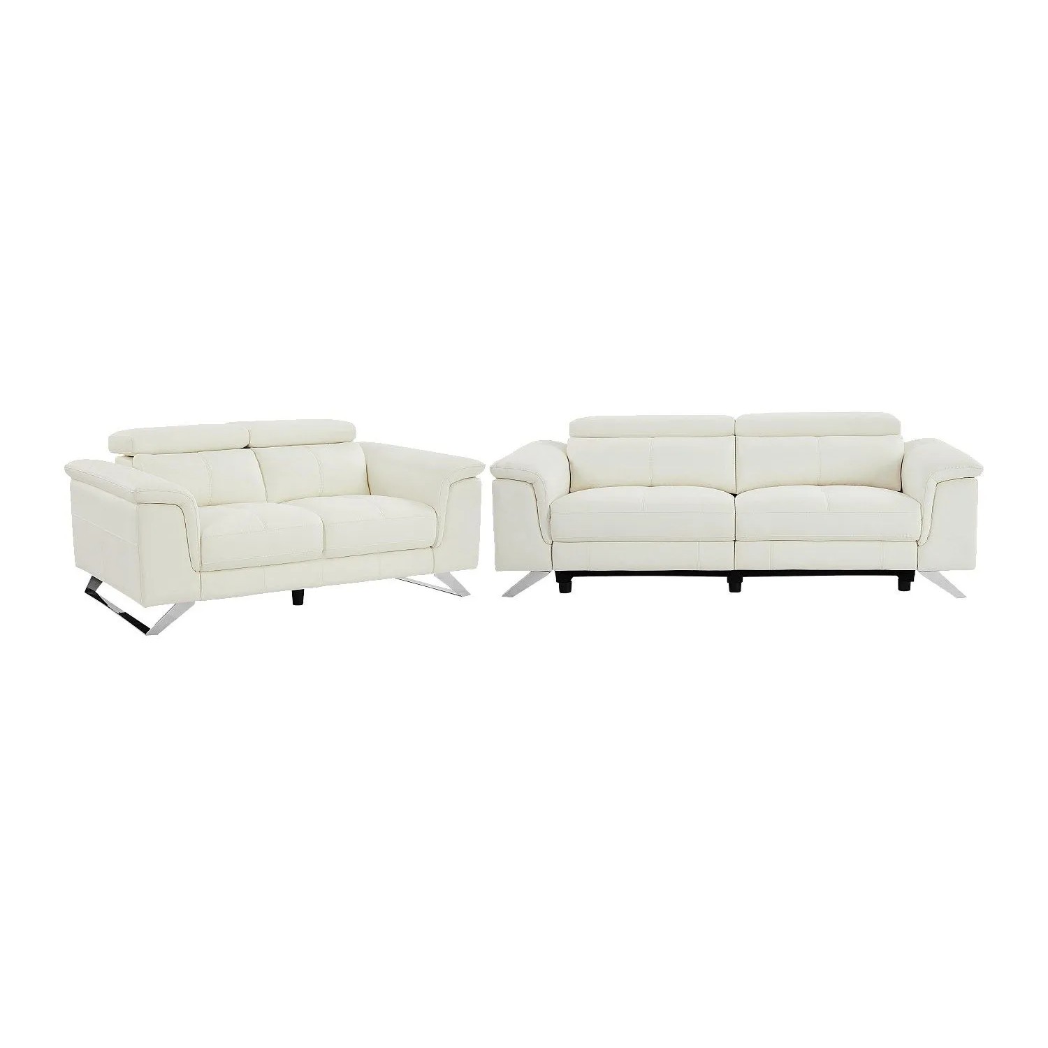 Vente-unique Couchgarnitur Breyt Weiß 170 cm  220 cm