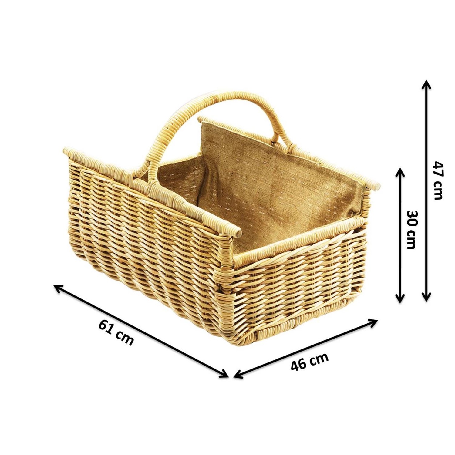 Holzkorb aus Rattan mit Leinenfutter für Kaminholz, Badaccessoire.