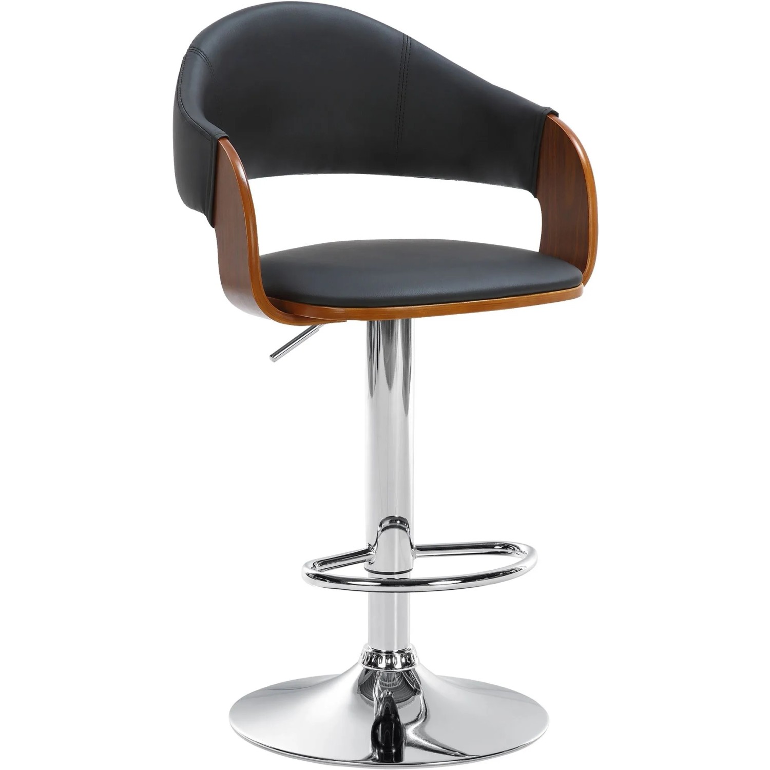 CLP Barhocker Nilse Kunstleder Walnuss/Schwarz/Chrom
