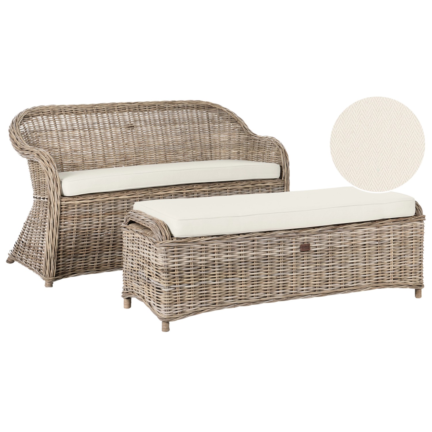 Beliani Gartensofa SUSUA Cremeweiß 69x150x87 günstig online kaufen