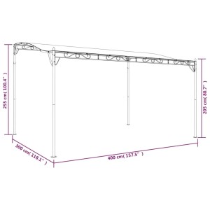 Technische Zeichnung der vidaXL Markise, 4x3 m, taupe, mit Maßangaben.