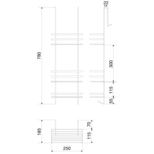 Euroshowers Duschregal 3 Etagen Ohne Bohren mit Haken Matt Schwarz