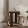 vidaXL Bartisch mit Regal in Räuchereiche, 102x50x103,5 cm. Stehtisch mit Ablagefächern.