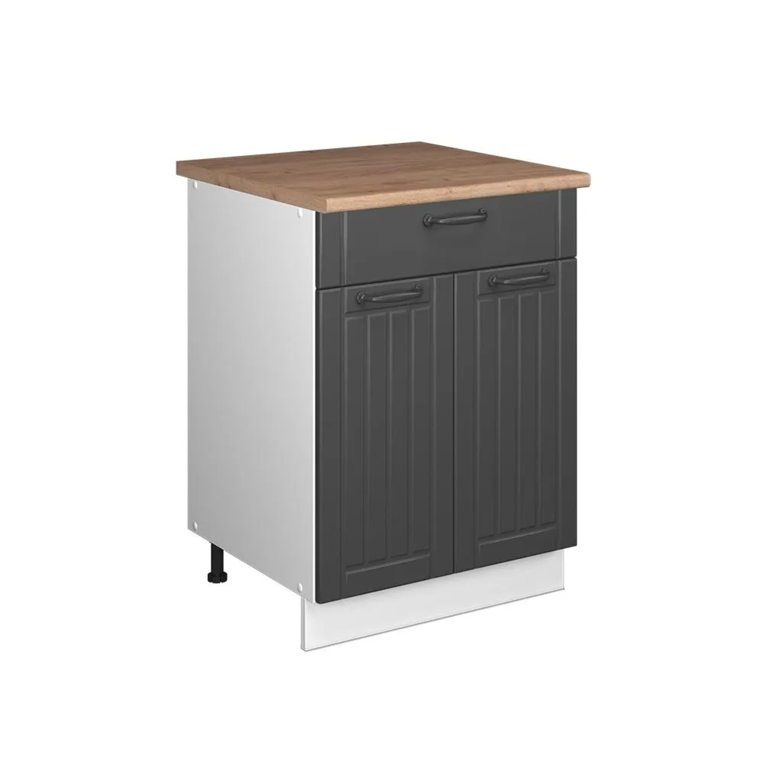 Vicco Unterschrank für Spüle/Kochfeld Fame-Line Dunkelgrau/Weiß 60 x 82 mit Schublade AP Eiche Art Nr 60971
