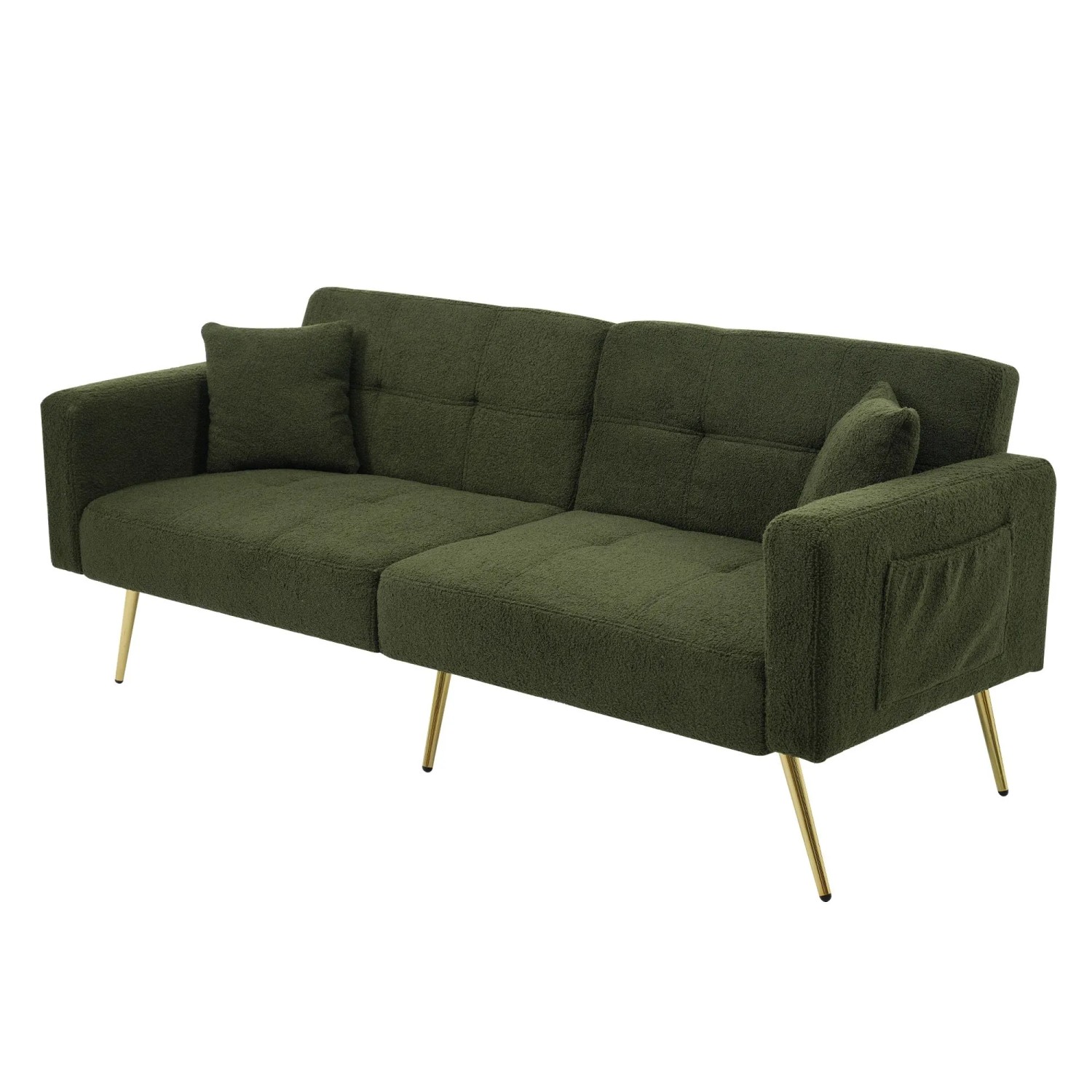 Merax Schlafsofa Bettfunktion Verstellbarer Winkel Kissen
