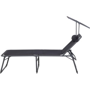 Anthrazitfarbene Siena Garden Campingliege Premium mit Sonnendach, 200x69x43 cm.