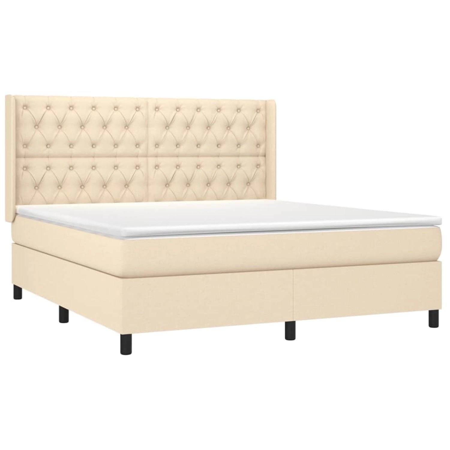 vidaXL Boxspringbett mit Matratze & LED Creme 160x200 cm Stoff 3138570 günstig online kaufen