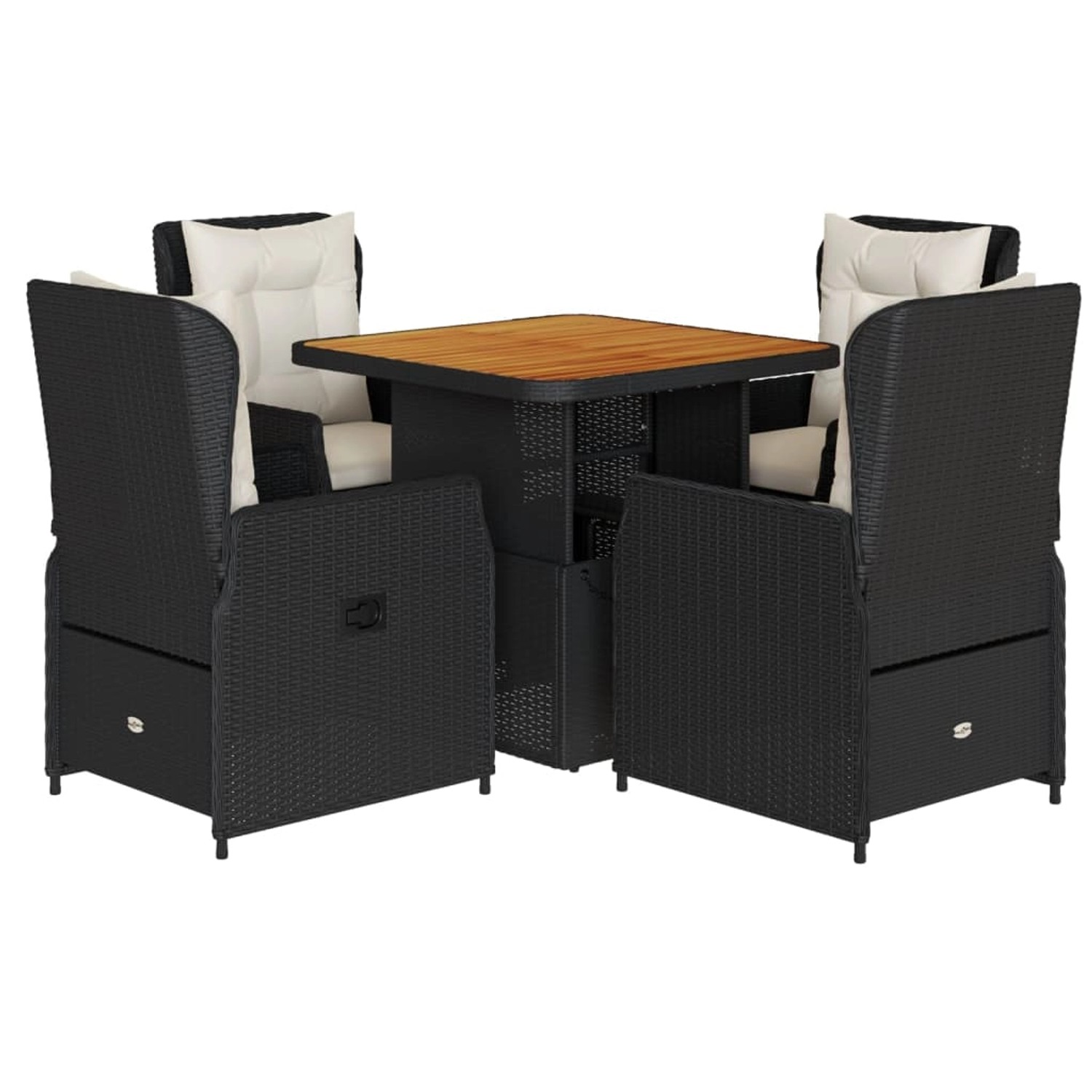 vidaXL 5-Tlg Garten-Essgruppe mit Kissen Schwarz Poly Rattan 3262766 günstig online kaufen