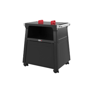Weber Premium Stand für Lumin Elektrogrill, schwarz, mit Ablagefläche und Rollen.