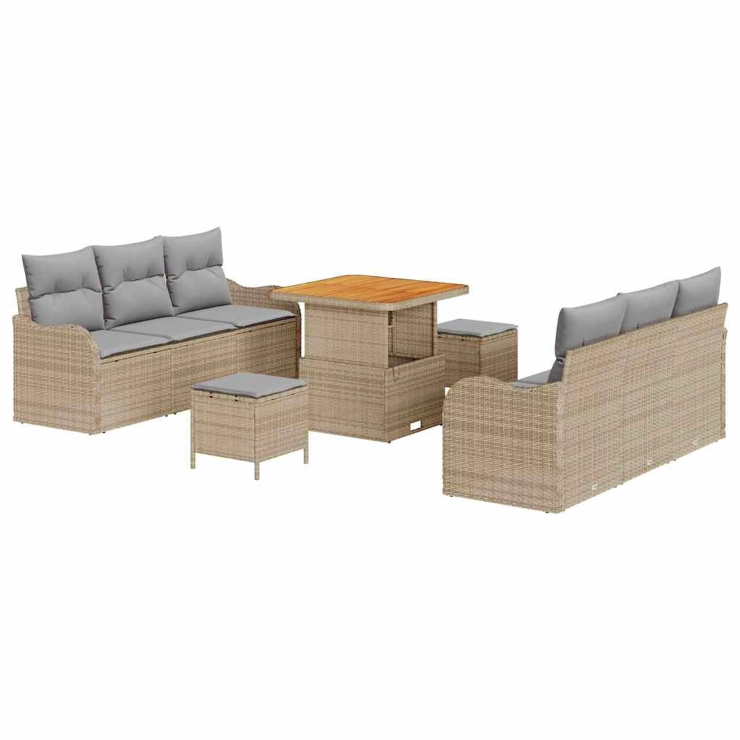 vidaXL 9-Teiliges Garten-Sofa-Set mit Kissen in Beige aus Poly Rattan und A günstig online kaufen