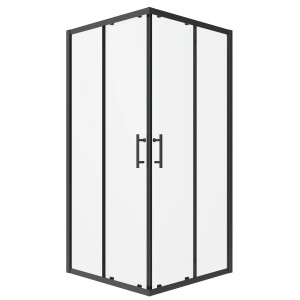 Aquabatos Eckdusche Duschkabine 90 x 90 x 195 cm Duschabtrennung Schiebetür Eckeinstieg Duschtür mit Schwarzem Rahmen Duschwand Nano Beschichtung