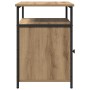 vidaXL Nachttisch Artisan-Eiche: Holzwerkstoff mit schwarzem Metallrahmen, offenem Fach & Tür. Praktischer Stauraum für Schlafzimmer.