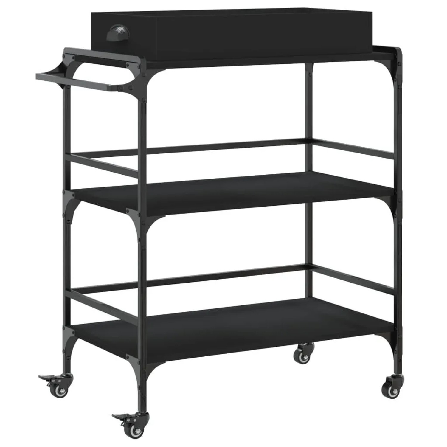 vidaXL Küchenwagen Schwarz 81,5x41x92,5 cm Holzwerkstoff 842341