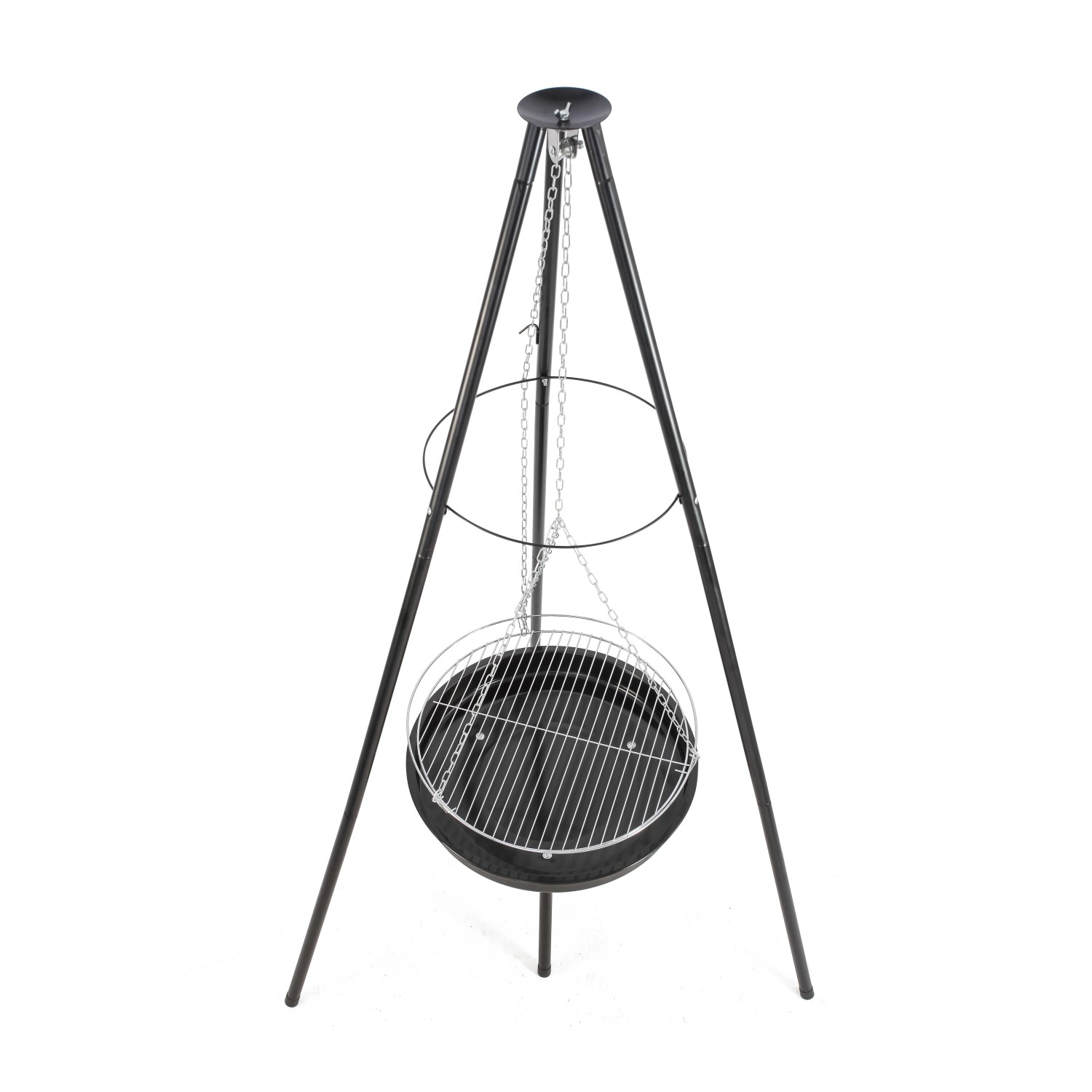 DELUKE Schwenkgrill MOMO Eisen Schwarz-Silber 152x69x76cm Holzkohlegrill Topfgrill Hängegrill
