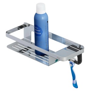 Tiger Caddy Duschkorb mit Handtuchhaken, 32 cm, Chrom, mit Duschgel und Rasierer.