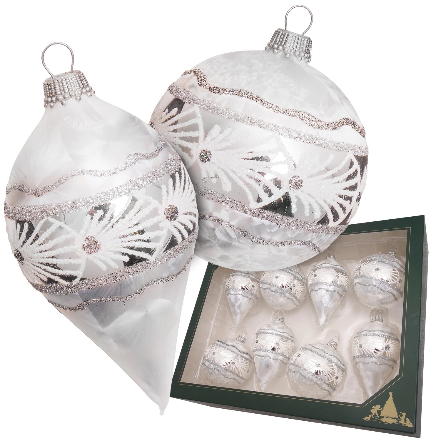Krebs Glas Lauscha Weihnachtskugeln und Tropfen 8-tlg. 7cm