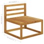 Akazienholz Gartenmöbel: Modulares Lounge-Sofa Element aus Massivholz, Teil des vidaXL 6-tlg Sets.