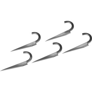 Fünf Rohrhaken, 22 mm, aus Stahl, Zubehör zur Befestigung von Rohren.