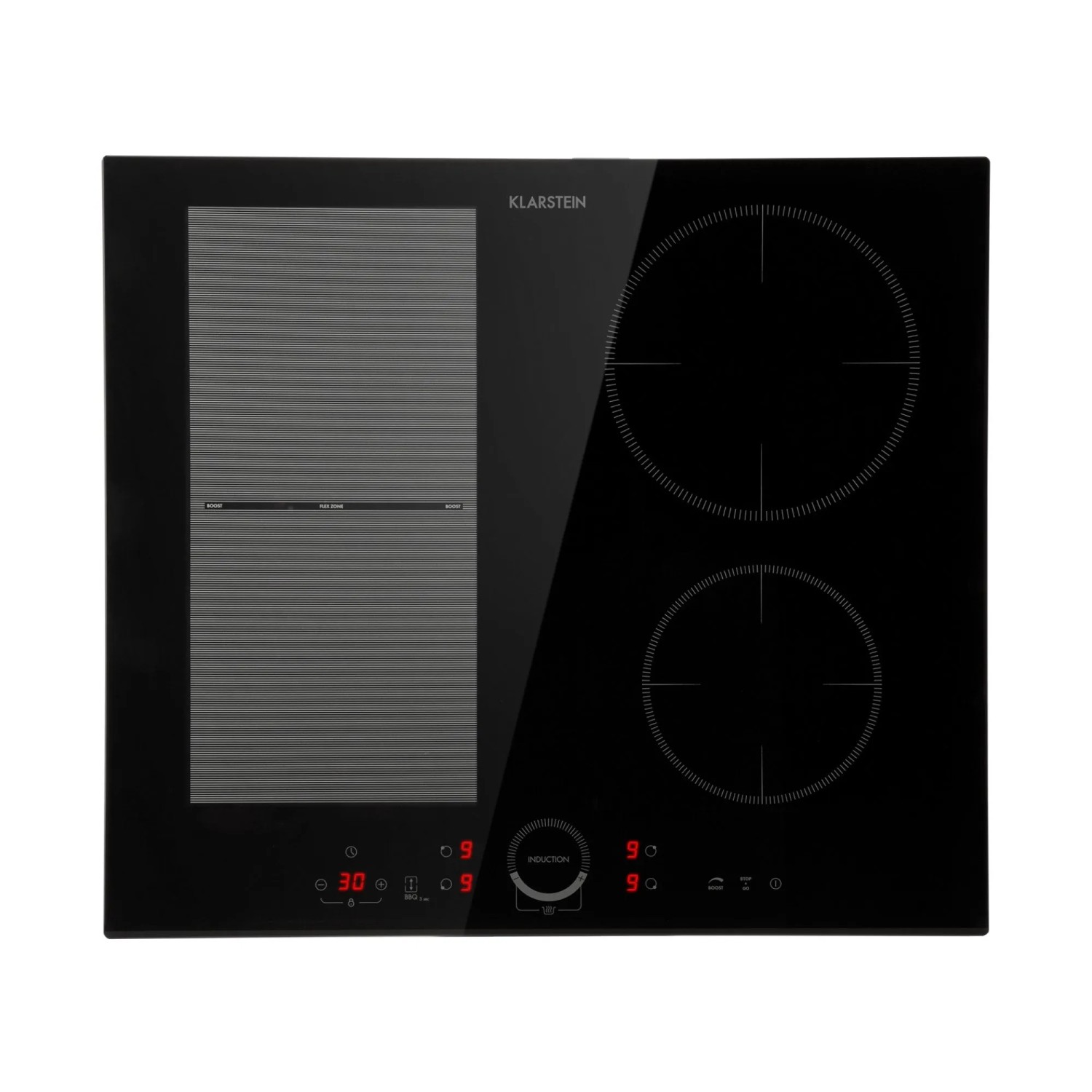 Klarstein Delicatessa 60 Hybrid Einbaukochfeld Induktion 4 Zonen 7000 W Glas Schwarz