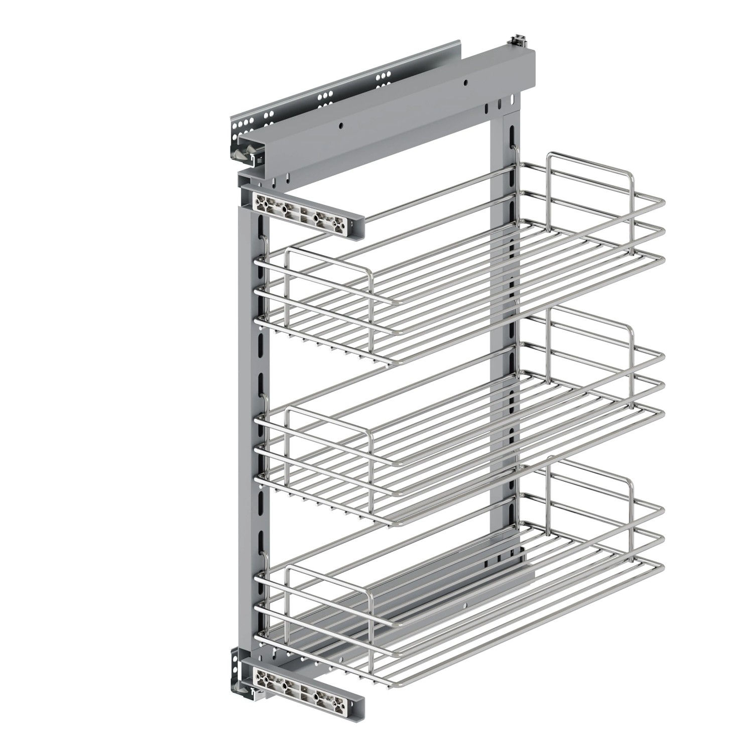 Emuca Flaschenregal Suprastar Ausziehbar mit Schließautomatik Modul 200 mm Stahl Verchromt