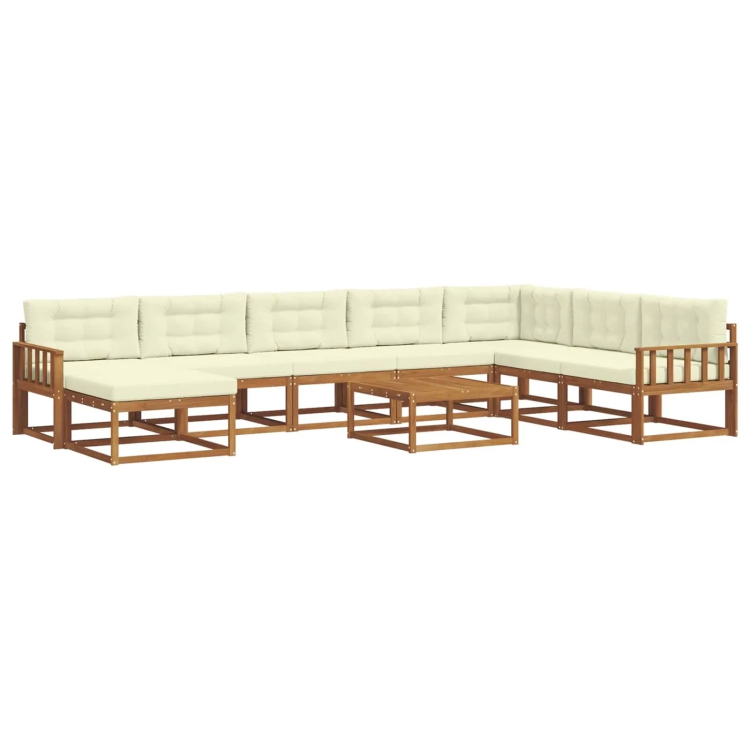 vidaXL Outdoor-Sofagarnitur mit Kissen 9-Tlg Natur und Creme 3368028