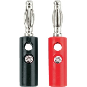Schwaiger Bananenstecker 4er Set, rot und schwarz, für Lautsprecher und Audio-Receiver.