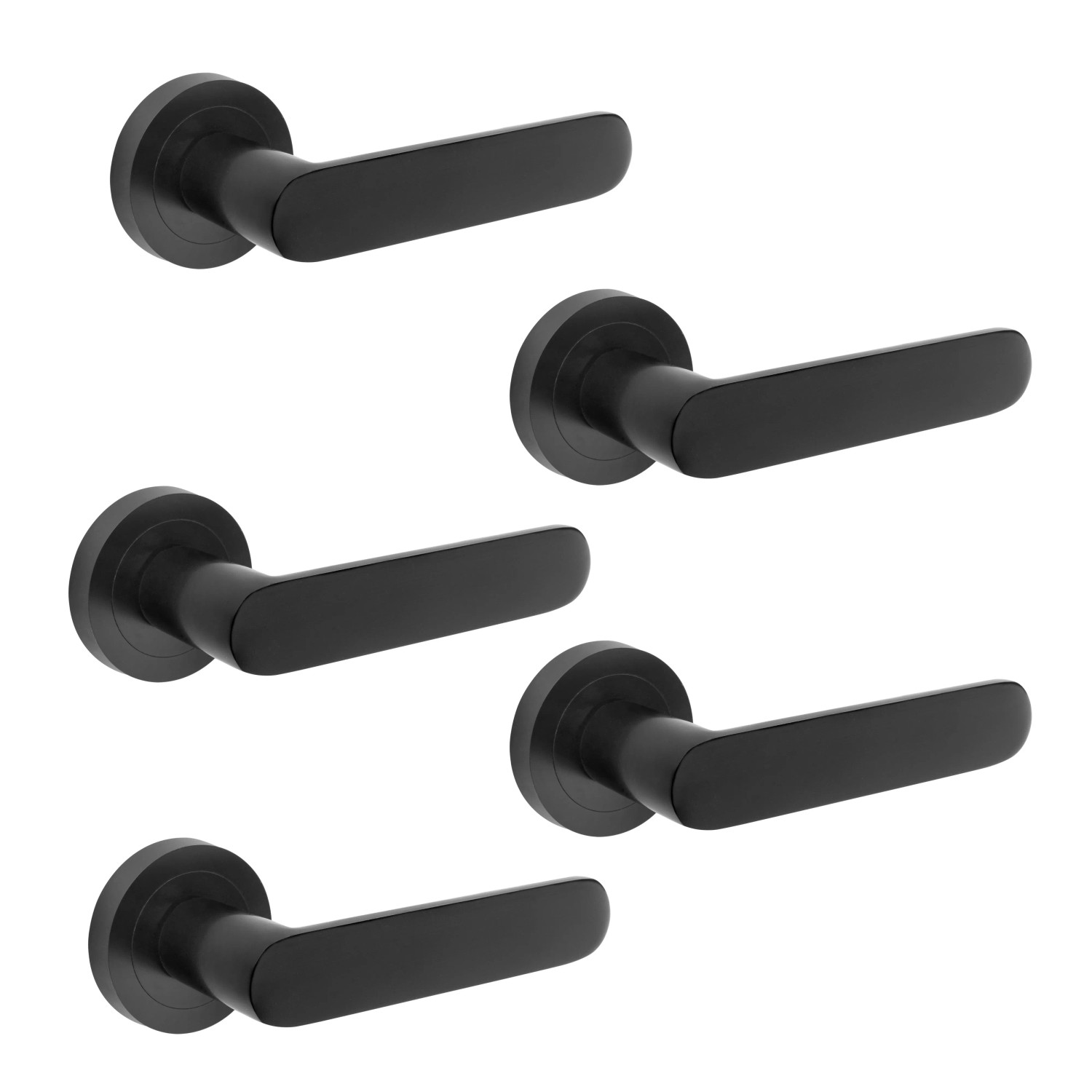 Emuca Satz von 5 Mackay Tieftürgriffe mit RoSette D50 mm Aluminium Nickel Satiniert
