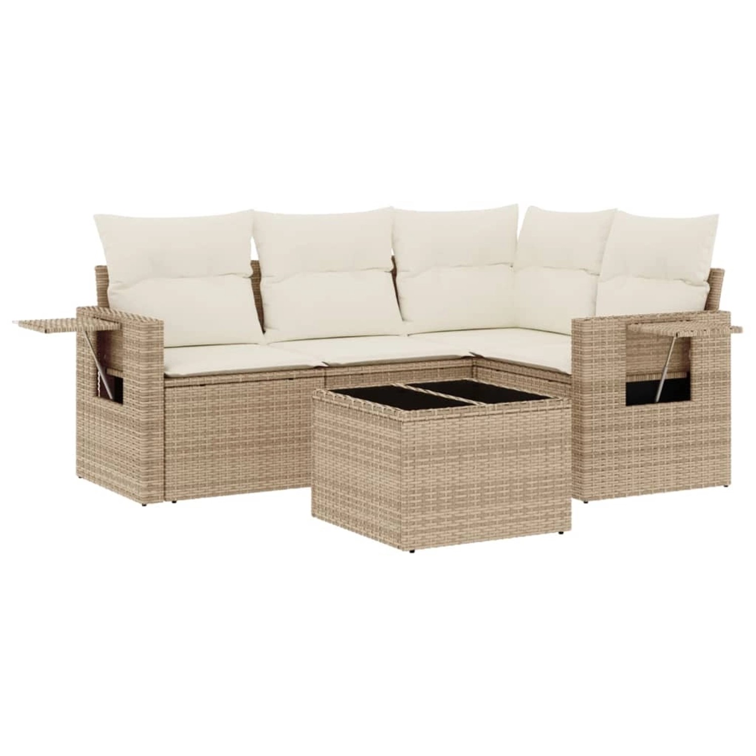 vidaXL 5-Tlg Garten-Sofagarnitur mit Kissen Beige Poly Rattan 3252455 günstig online kaufen