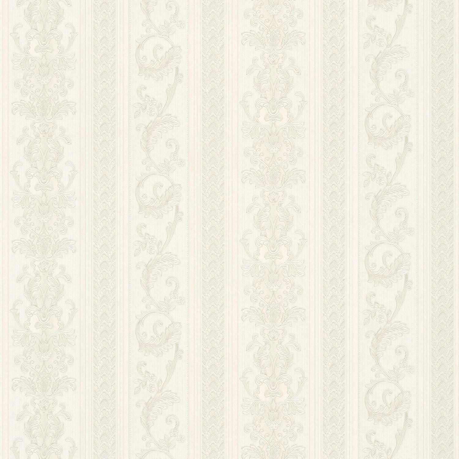 PROFHOME 335471-GU Barock Tapete Streifen Matt Creme Grau Silber 0,53 m x 1 günstig online kaufen