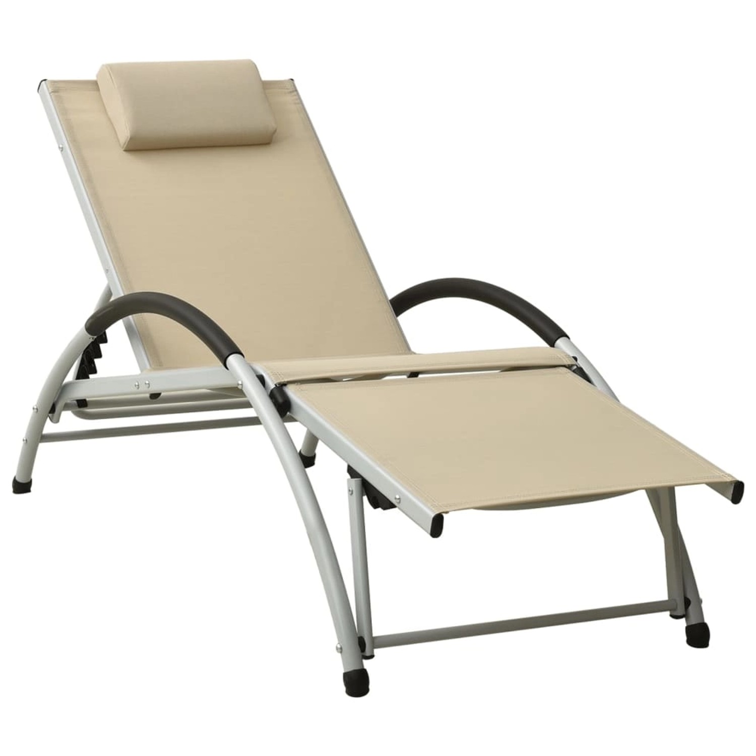 vidaXL Sonnenliege mit Kissen Textilene Creme 310530