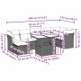 vidaXL 8-tlg. Garten-Sofagarnitur hellgrau Poly Rattan mit Maßen. Gartenmöbel Set mit Tisch, Sofas, Hocker und Kissen.