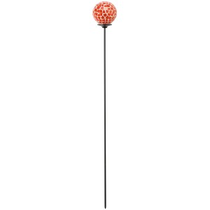 Gartenstecker mit orangefarbener Mosaik-Kugel, 75 cm hoch, für Gartendekoration.