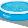Flowclear Pool-Bodenschutzfliesen-Set, 9 graue Matten unter blauem Pool. Bodenschutz für Aufstellpools.