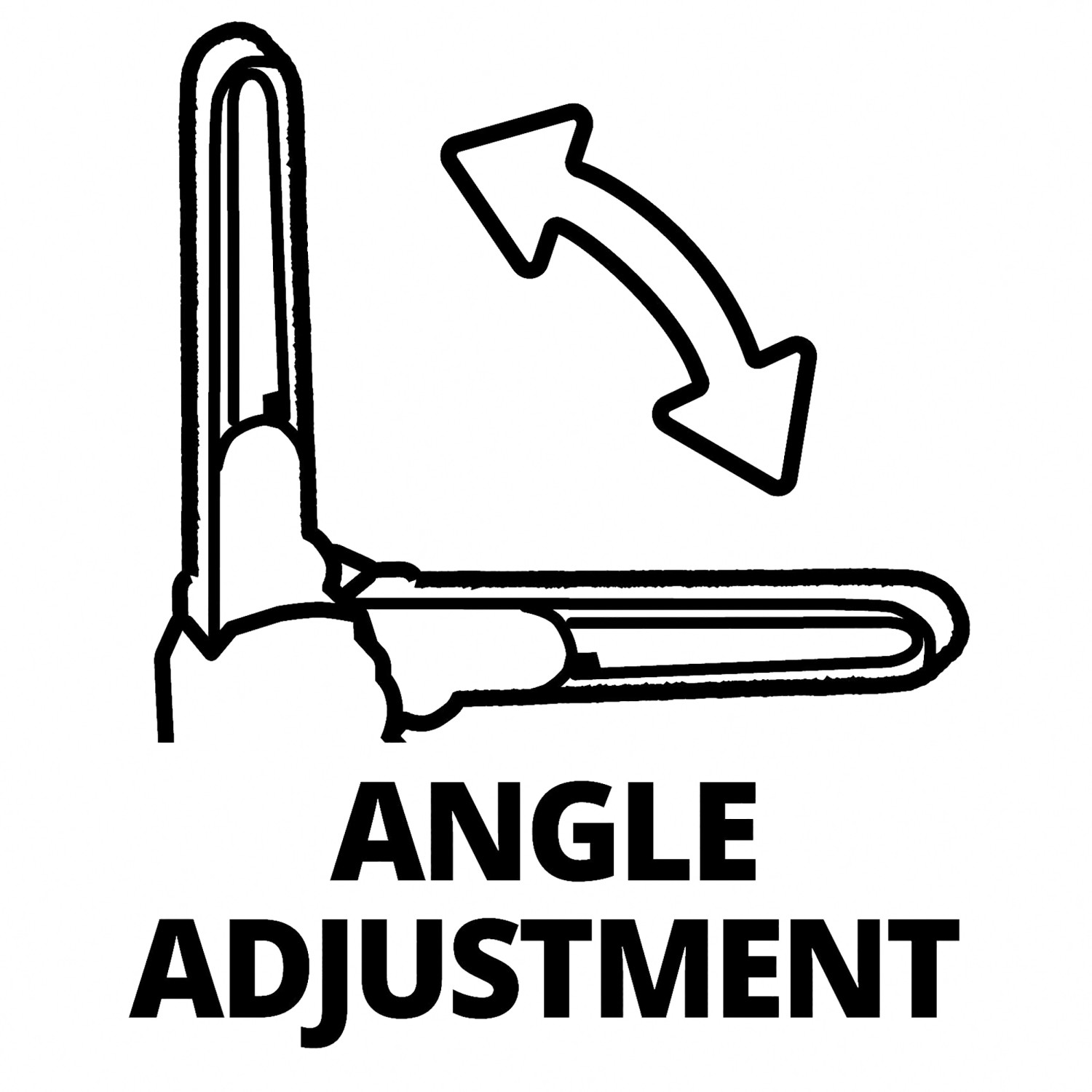 Symbol für Winkeleinstellung der Einhell Akku-Bandfeile. Pfeil zeigt Schwenkbereich.