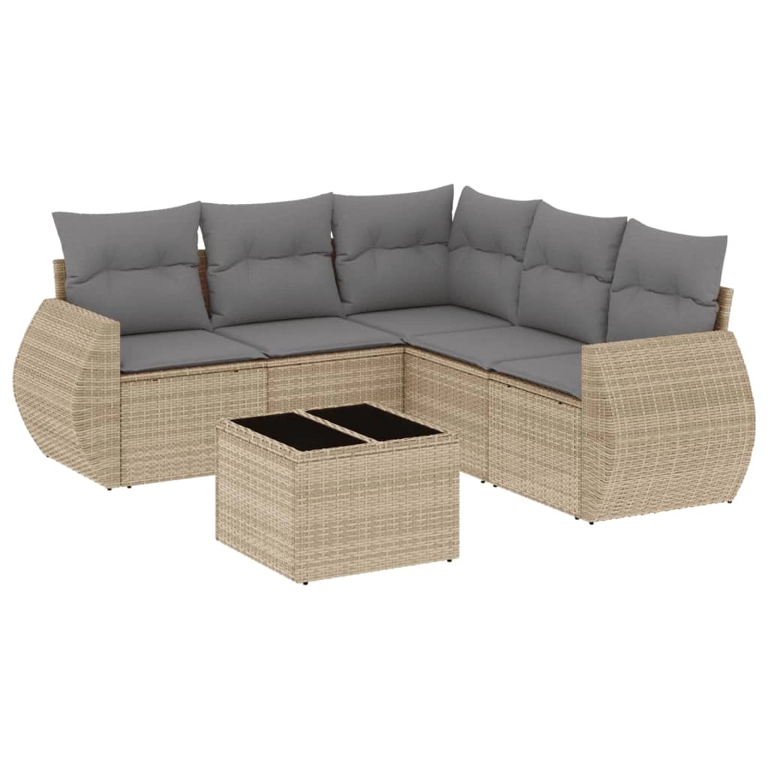 vidaXL 6-Tlg Garten-Sofagarnitur mit Kissen Beige Poly Rattan 3221358 günstig online kaufen