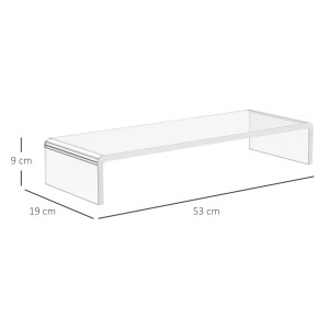 Transparenter HOMCOM Monitorständer aus Acryl, 53x19x9 cm, für ergonomische PC- und Laptop-Nutzung.