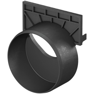 Stirnwand mit Stutzen DN 100 für Entwässerungsrinnen, aus Polypropylen.