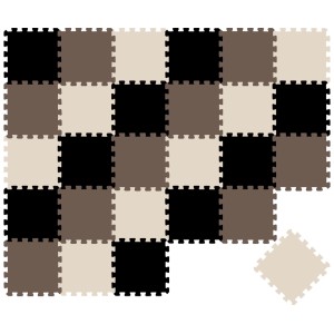 LittleTom Puzzlematte, 27-teilig, beige, braun, schwarz. Weiche Spielmatte für Babys und Kinder.