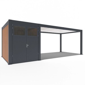 Weide Carport mit Abstellraum, Aluminium Pergola 3x7,2m, anthrazitfarbene Garage mit Überdachung.