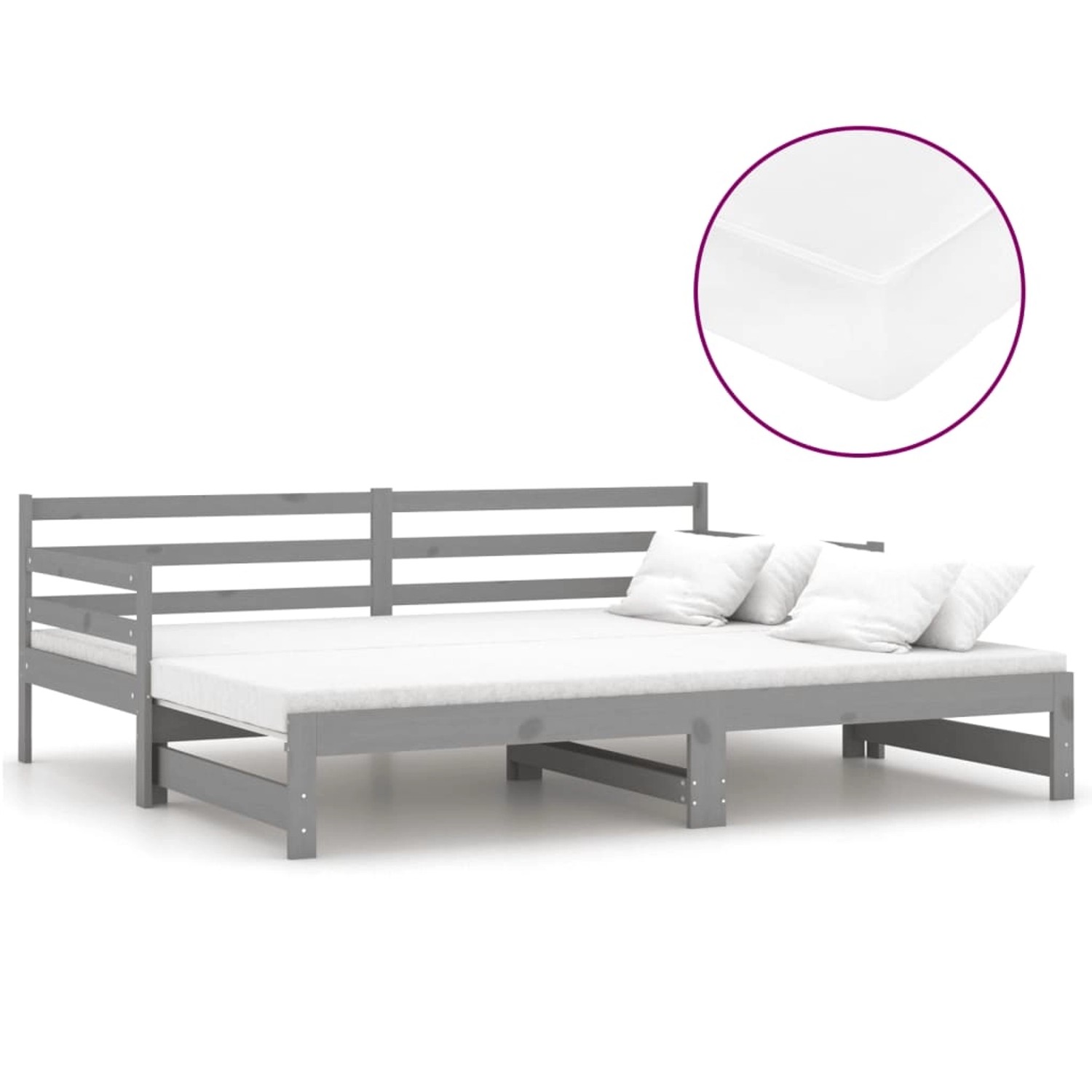 vidaXL Ausziehbares Tagesbett 2x(90x200) cm Grau Massivholz Kiefer Modell 7 günstig online kaufen