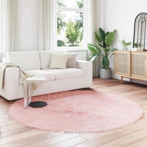 vidaXL Kunstschaffell Teppich Tafalla Rosa Ø 160 cm Polyester 42021560