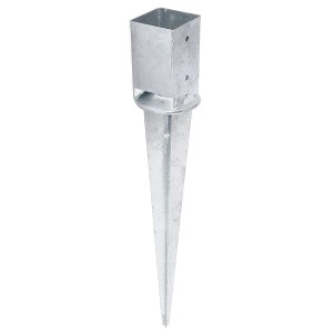 Einschlag-Bodenhülse, feuerverzinkt, für Vierkantholzpfosten, verstellbar.