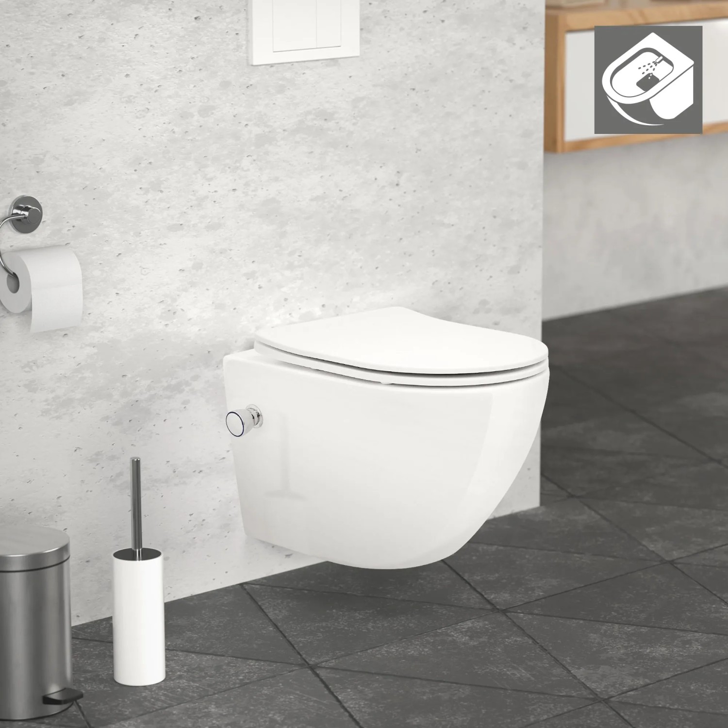 Spülrandloses Hänge-WC Komplettset Mit Taharet-/Bidetfunktion Softclose