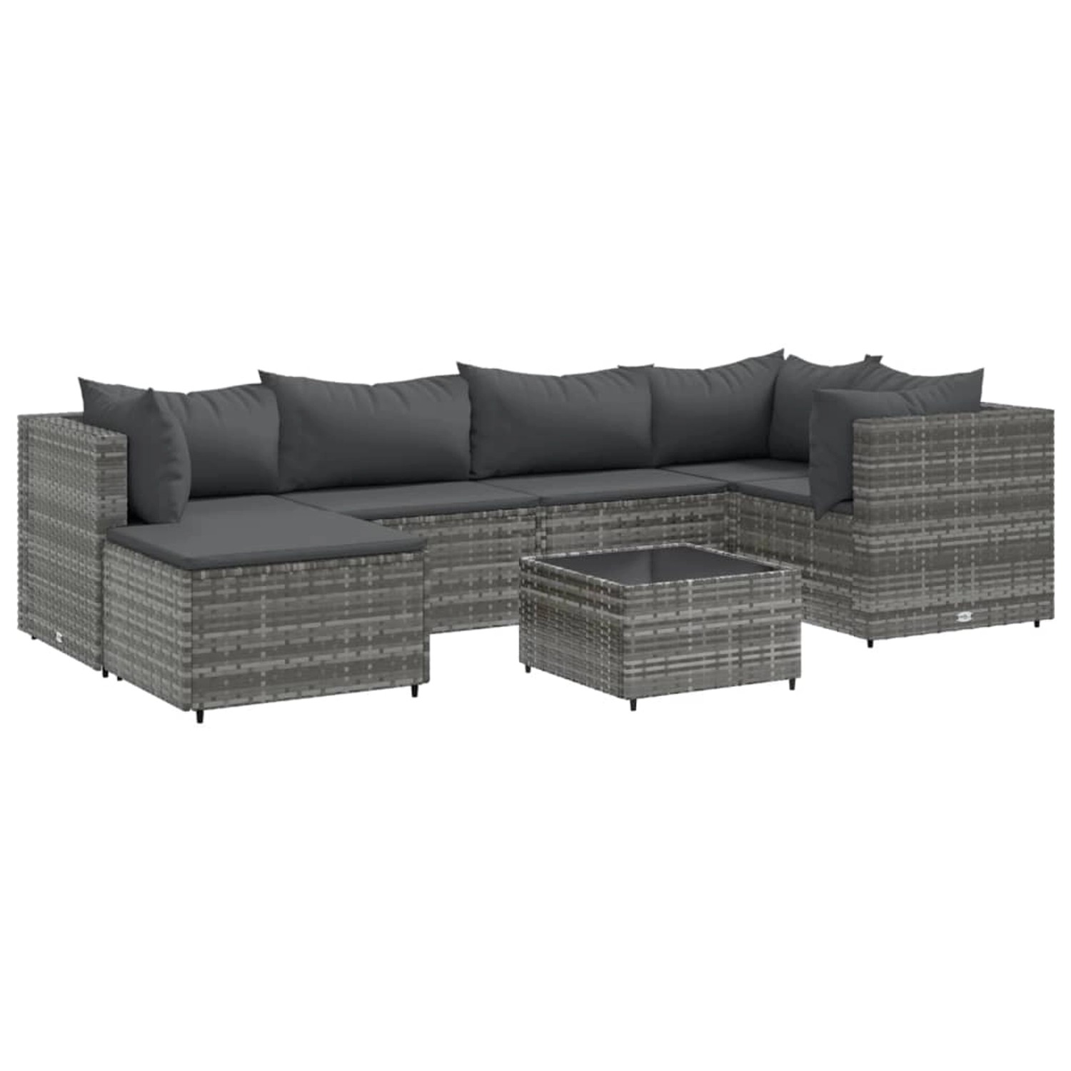 vidaXL 7-tlg Garten-Lounge-Set mit Kissen Grau Poly Rattan Modell 85 günstig online kaufen