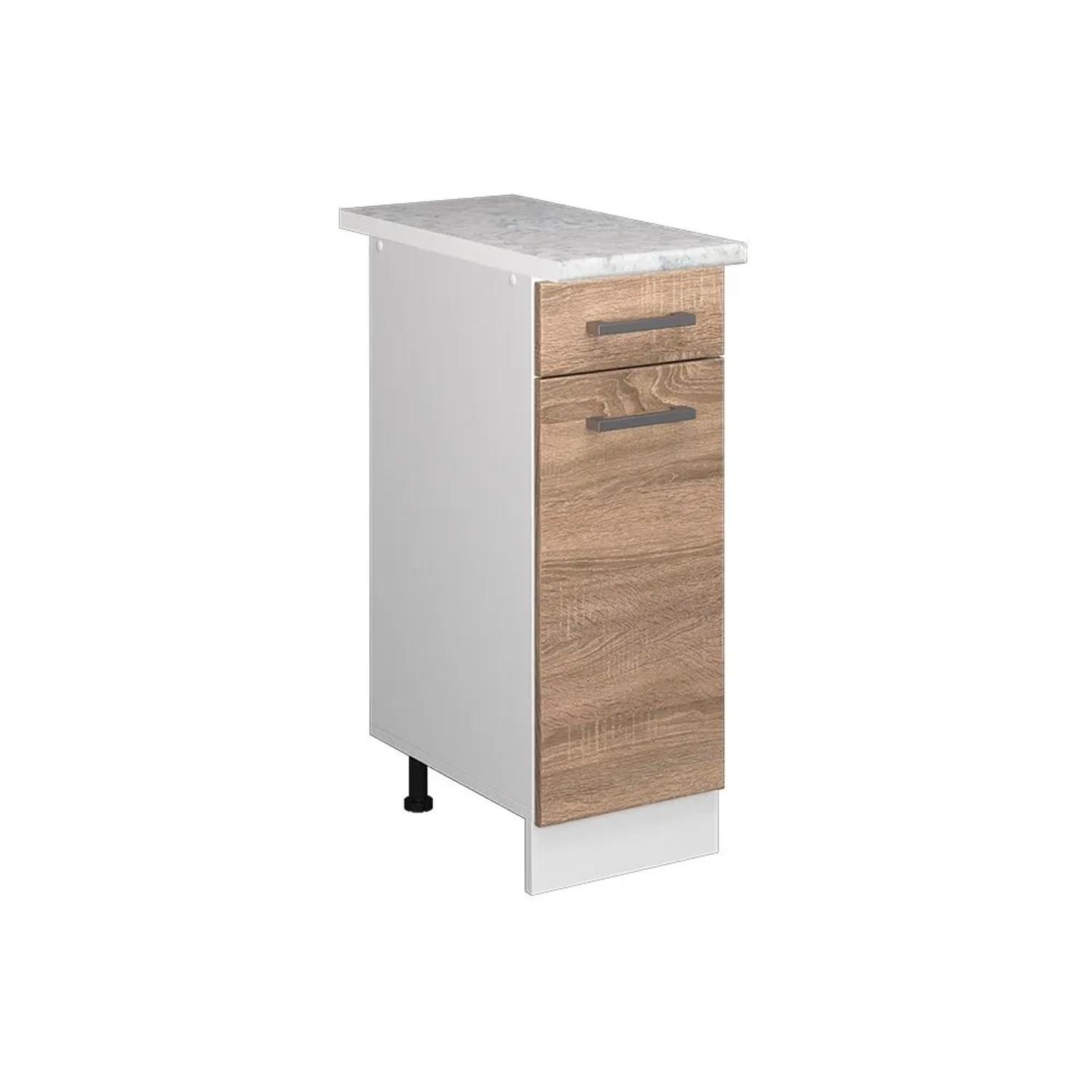 Vicco Küchenunterschrank R-Line Schubladenschrank für die Küche Sonoma Weiß 30 cm AP Marmor