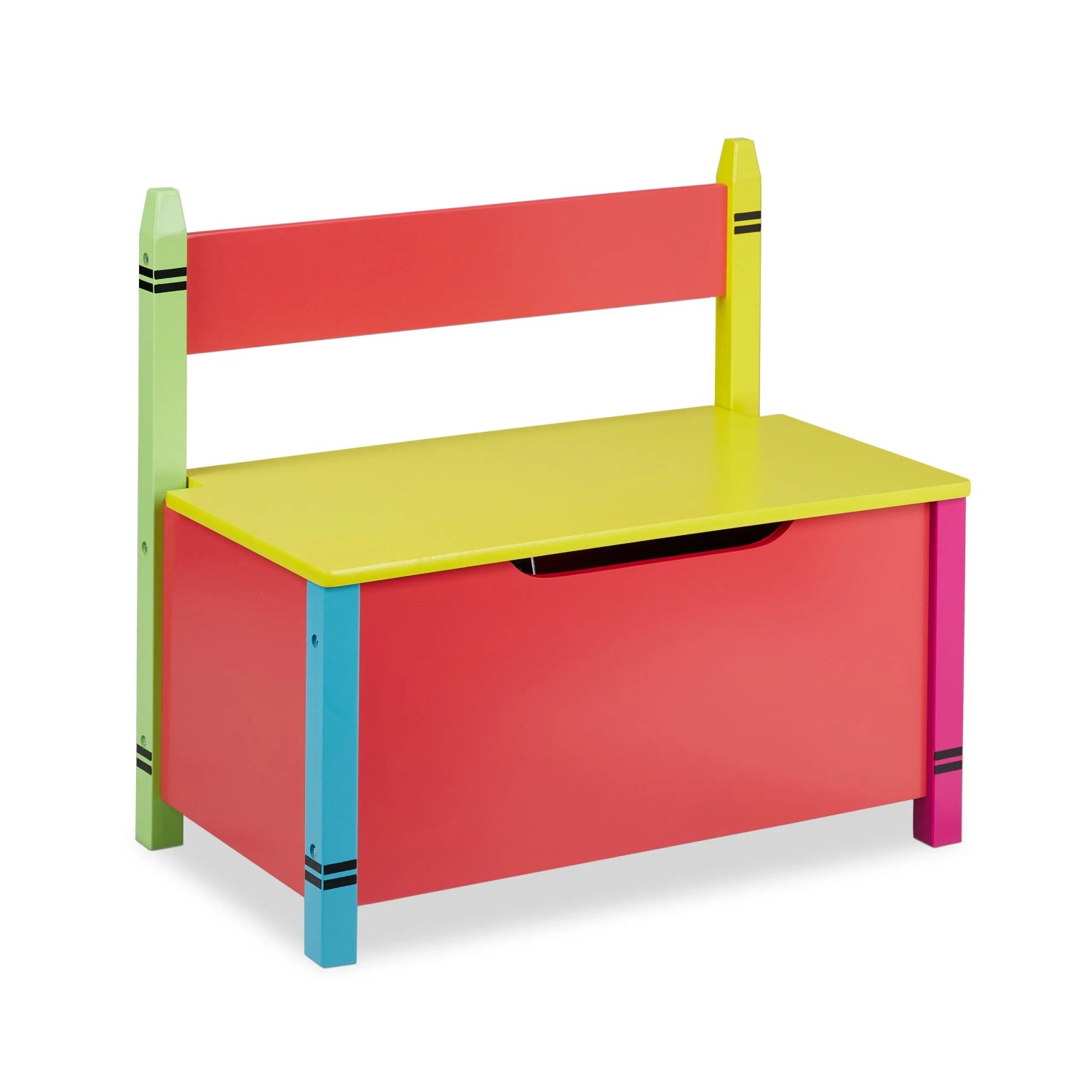 Relaxdays Kindersitzbank MDF Bunt mit Stauraum 54,5 cm x 60 cm x 35 cm 7,8 kg